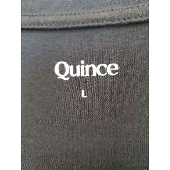 Quince Black Cotton/Modal Scoop Neck Cap Sleeve T-Shirt Size Large Minimalist - Picture 3 of 6